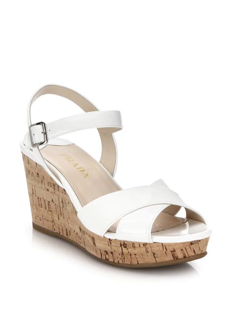 prada leather low wedge open toe sandals|designer Prada flat sandals.